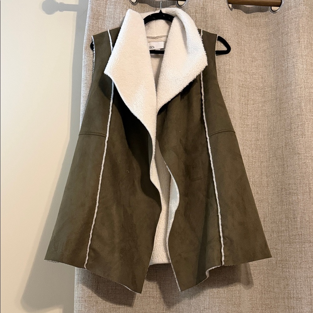 Nordstrom NWT Olive Faux Suede Sherpa-Trim Vest 2X